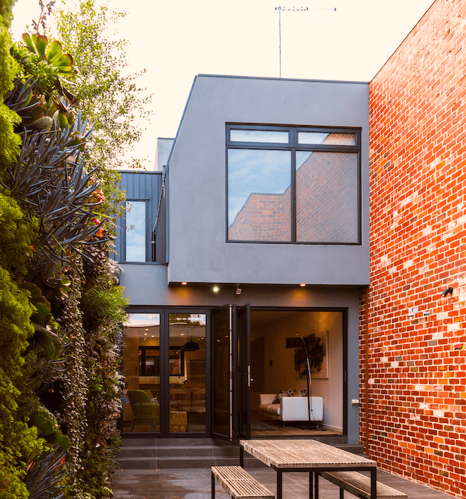 Aluminium Bifold Door Black open outside view (1)